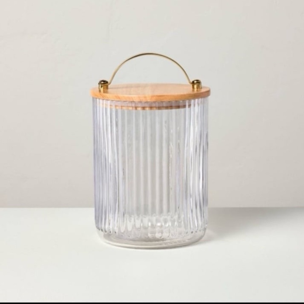 53oz Fluted Glass Storage Canister with Wood Lid - Hearth & Hand™